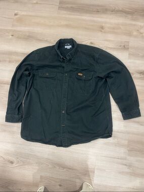 vintage men’s 2XL Carhartt heavy cotton hunter green button down Work Shirt